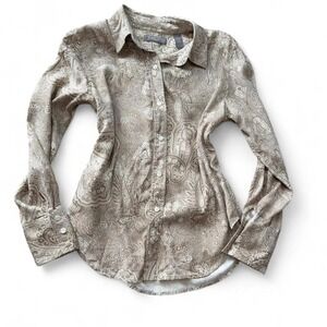 Vintage Silk Paisley‎ Button Up Shirt, Women's Size PM
